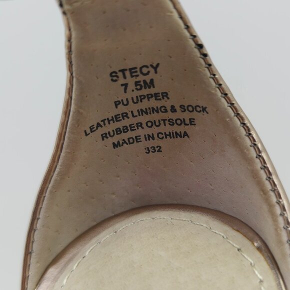 Steve Madden Women's "Stecy" Metallic Rose Gold Strapped Sandals - Picture 12 of 12